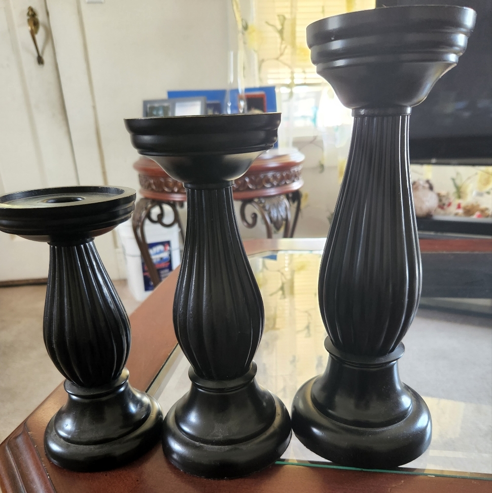 Better Homes and Gardens 3 set black candle holders
